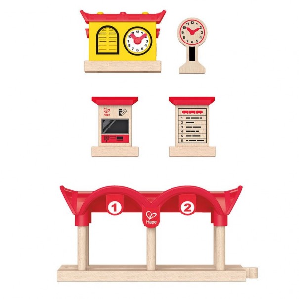 Estación de Tren de Madera con Luz y...