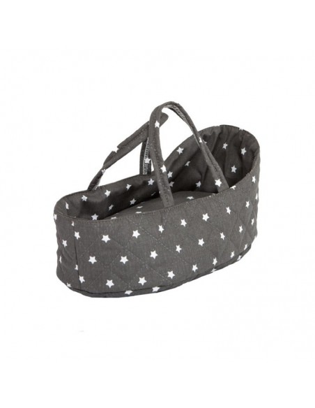 Capazo para Muñecas - Estrellas Grises - 36 cm