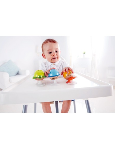 3 Sonajeros de madera con ventosas