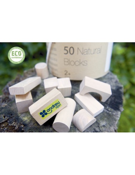 Construcció Fusta Natural 50 pcs - Joguines Bio