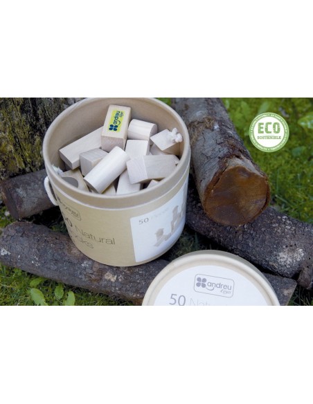 Construcció Fusta Natural 50 pcs - Joguines Bio