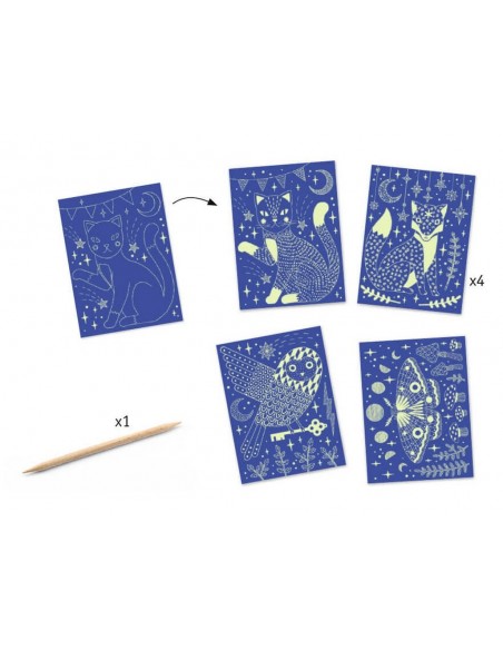 Cuadros para rascar - Animales nocturnos