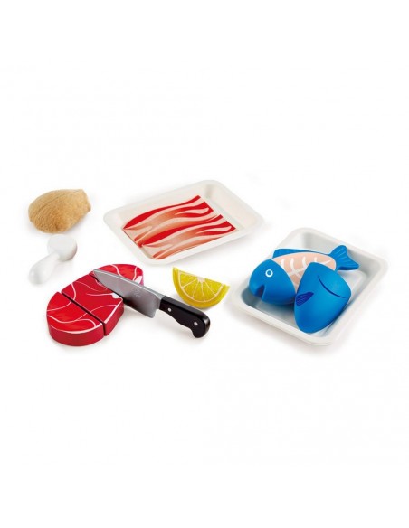 Proteínas deliciosas - Pescado y carne de juguete para cortar