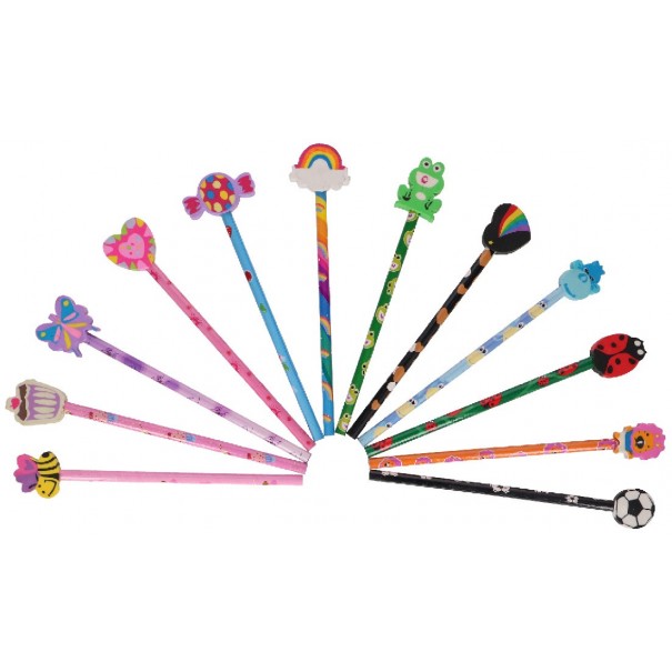 Lápices con goma divertidos - 6 uds.
