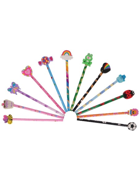 Lápices con goma divertidos - 6 uds.