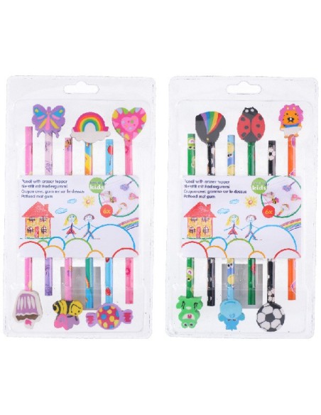 Lápices con goma divertidos - 6 uds.