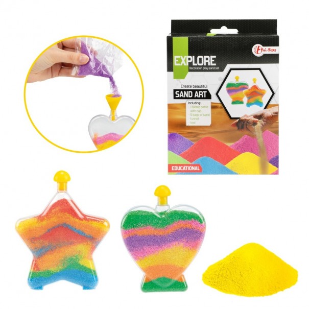 Decorar ampolles amb sorra de colors