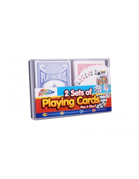 2 juegos de cartas con 4 dados