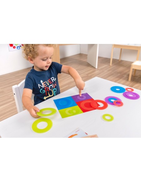 Cercles translúcids amb fitxes d'activitats