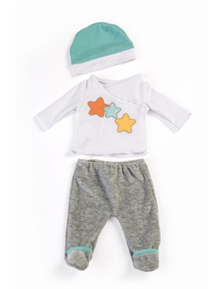 Pijama gris de dos piezas para muñeco