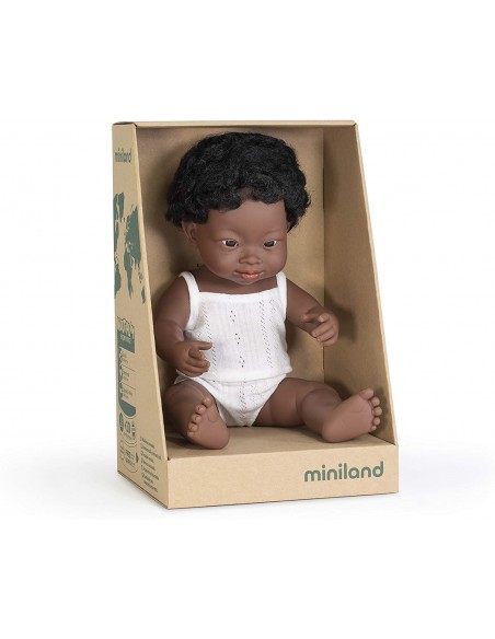 Muñeco bebé africano con Síndrome de Down