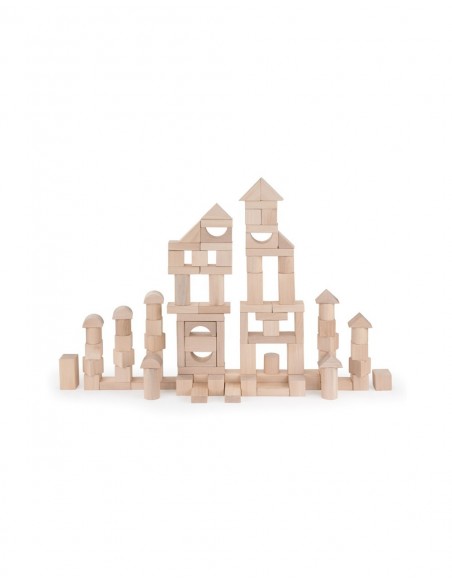 Construcción de madera natural - 100 piezas