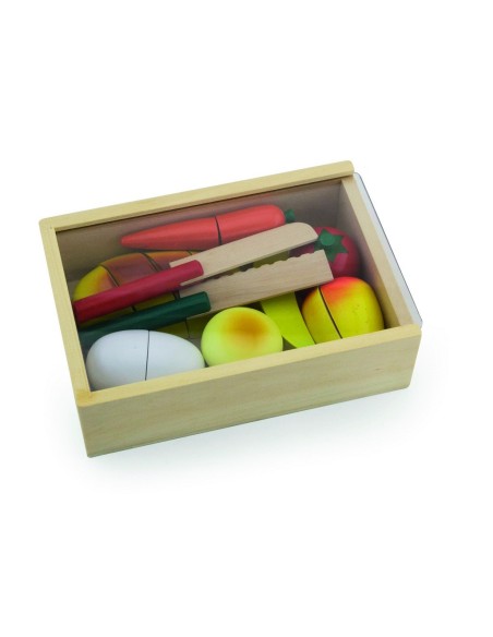 Pan y verduras para cortar de juguete