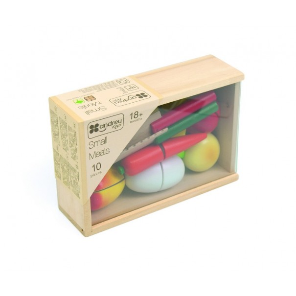 Pan y verduras para cortar de juguete