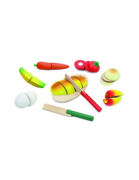 Pan y verduras para cortar de juguete