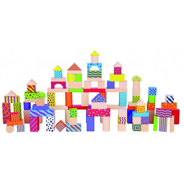 Joc de blocs de fusta - 100 pcs