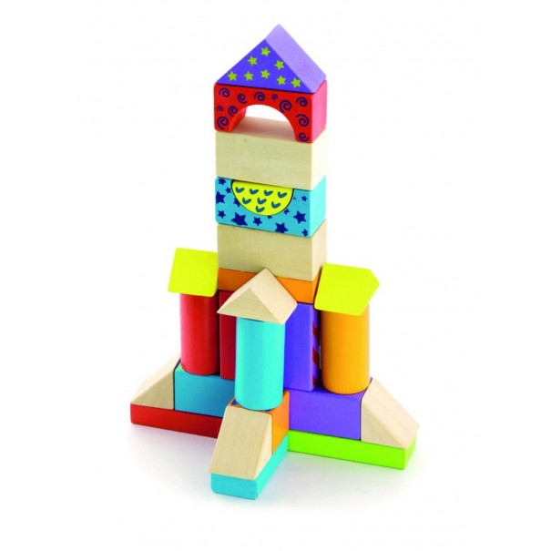 Joc de blocs de fusta - 100 pcs