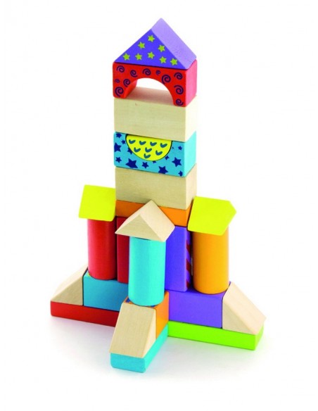 Joc de blocs de fusta - 100 pcs