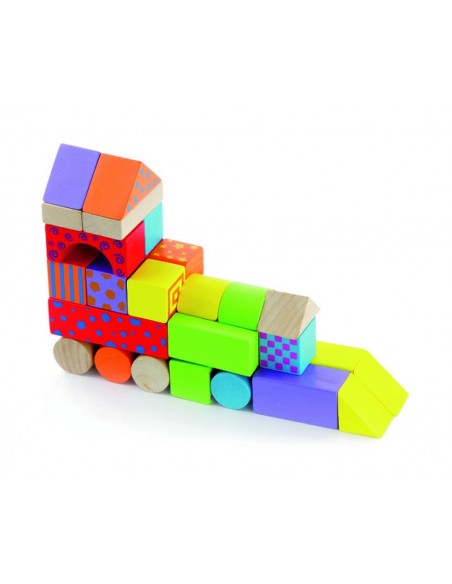 Joc de blocs de fusta - 100 pcs