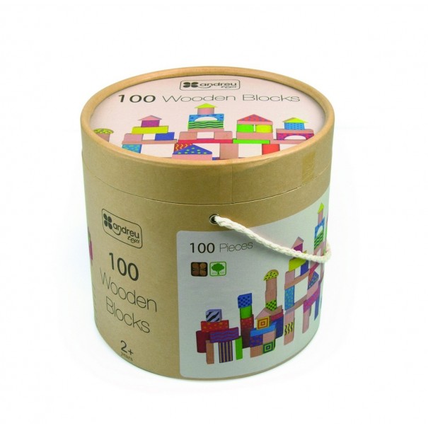 Joc de blocs de fusta - 100 pcs