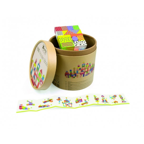 Joc de blocs de fusta - 100 pcs