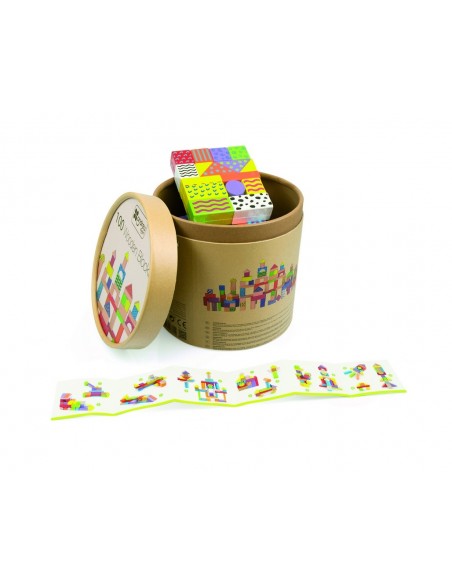 Joc de blocs de fusta - 100 pcs