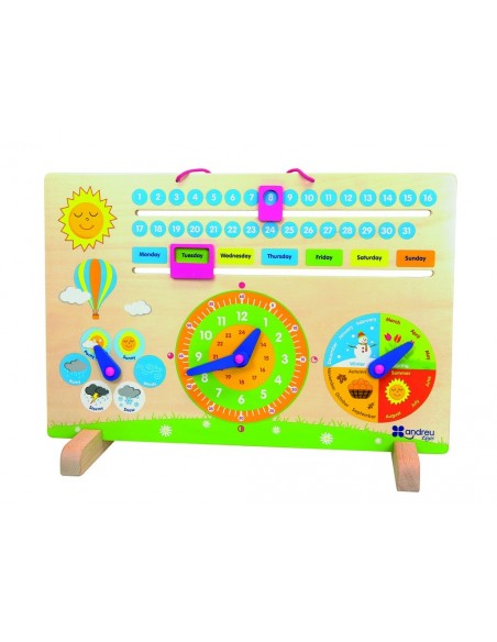 Calendario en inglés de madera