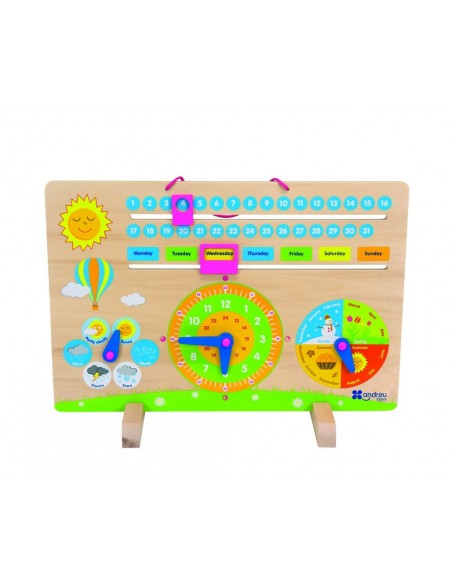 Calendario en inglés de madera