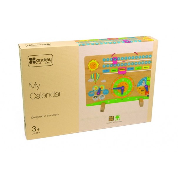 Calendari de fusta en anglès