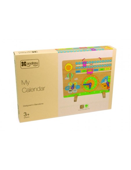 Calendario en inglés de madera