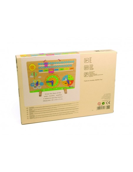 Calendario en inglés de madera