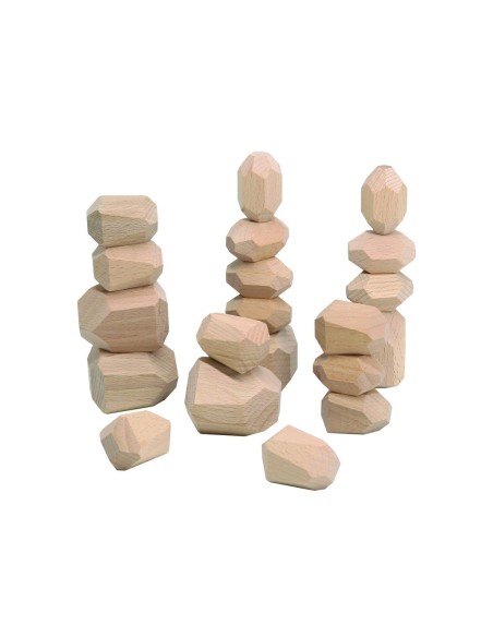 Piedras de madera natural para apilar - 20 pzs.