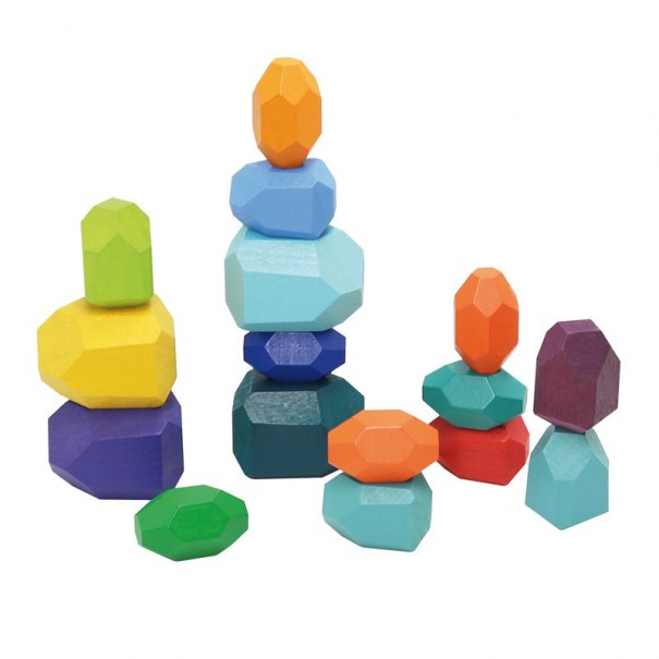 Piedras de madera para apilar - 16 pzs.