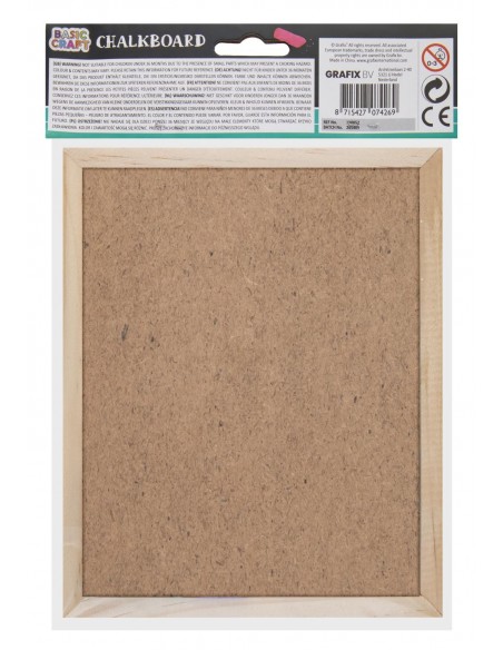 Pizarra de madera con borrador y tizas