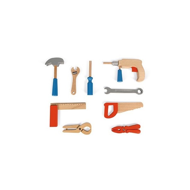 Maletín de 9 herramientas de madera
