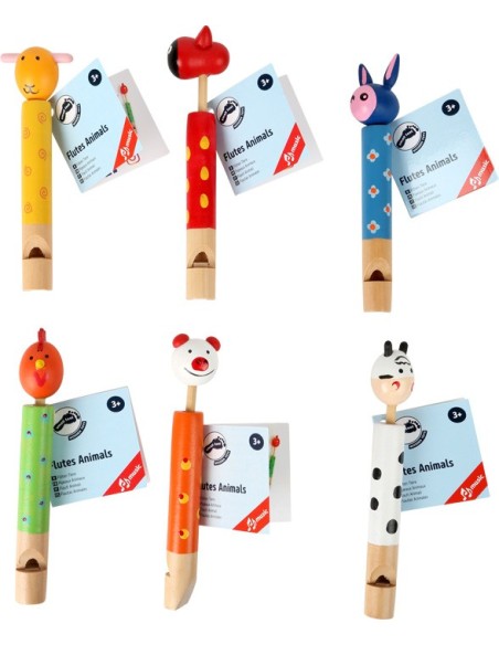 Silbatos de animales de madera