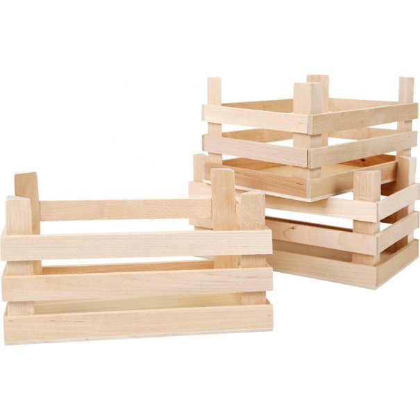 Caja de madera natural - 3 uds.