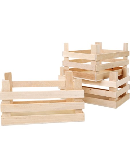 Caja de madera natural - 3 uds.