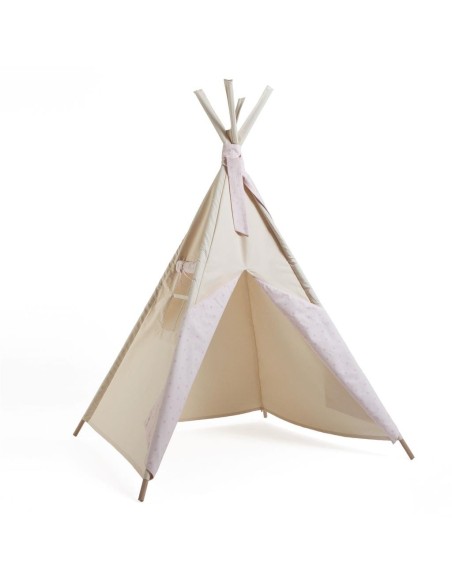 Tipi beige con estrellas rosas