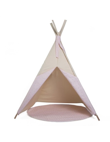 Tipi beige con estrellas rosas