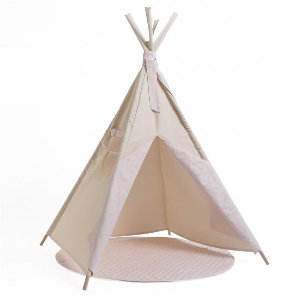 Tipi beige con estrellas rosas