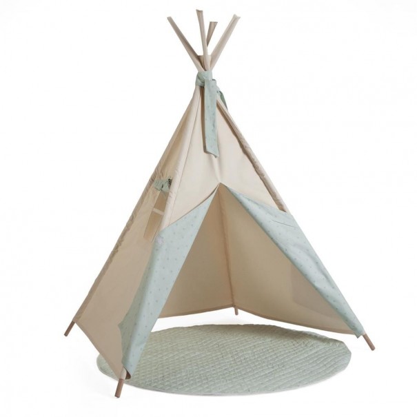 Tipi beige con estrellas verdes