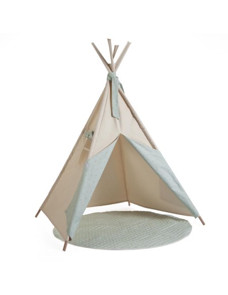 Tipi beige con estrellas verdes