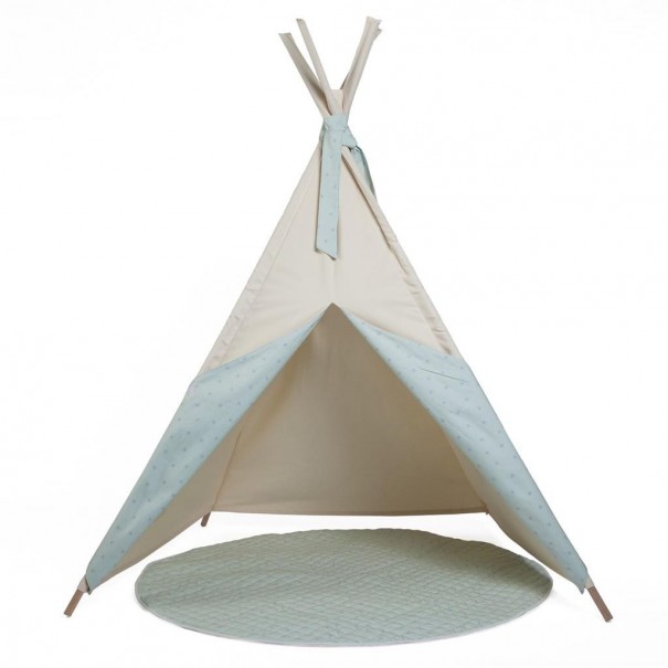 Tipi beige con estrellas verdes