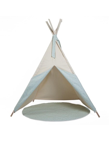 Tipi beige con estrellas verdes
