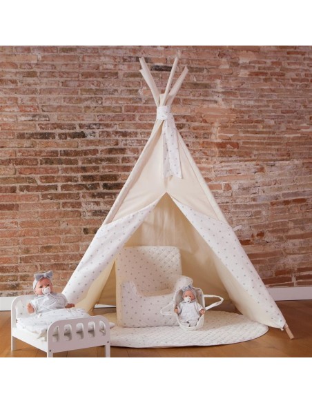 Tipi beix amb estrelles blanques
