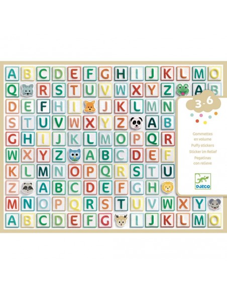 Pegatinas del abecedario con volumen