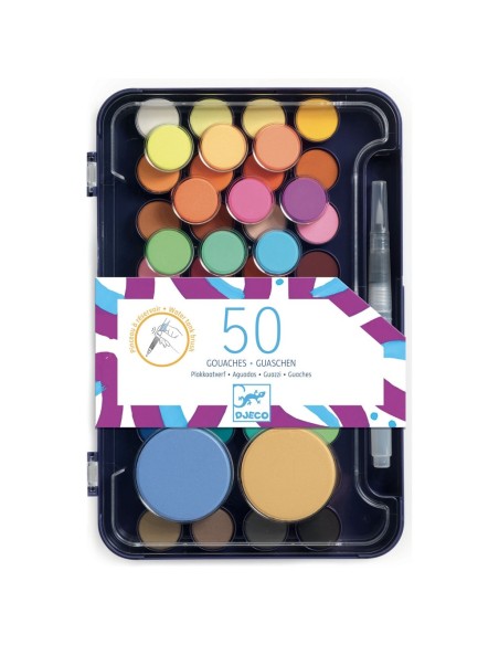 Paleta artística amb pinzell i 50 colors