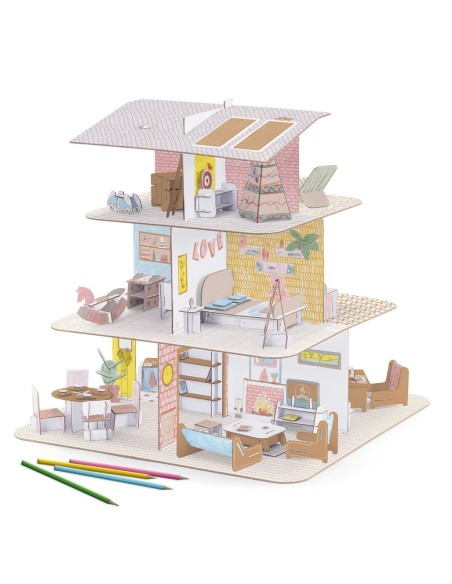 Monta y pinta tu casa de muñecas de cartón