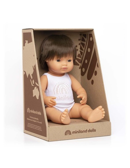 Muñeco bebé caucásico moreno - 38 cm